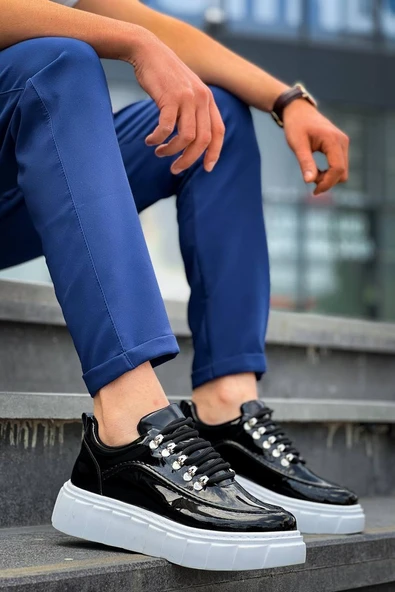 KB-X10 Kuback Siyah Rugan Beyaz Yüksek Taban Günlük Spor Ayakkabı ürün görseli