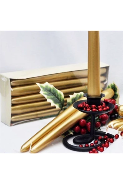 KÖKTEKİN SHOP 4 Lü Şamdan Mum Gold ürün görseli 1