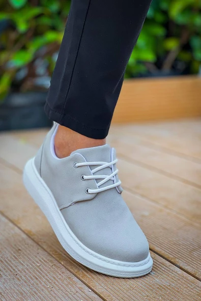 KB-003 Kuback Gri Süet Bağcıklı  Günlük Erkek Ayakkabı - Resim 3