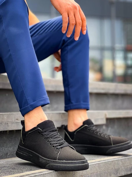 KB-X204 Kuback Siyah Keten Siyah Yüksek Taban Günlük Erkek Spor Ayakkabı ürün görseli