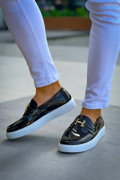 KB-027  Kuback Bağcıksız Siyah Rugan H Günlük Erkek Ayakkabı - Resim 3