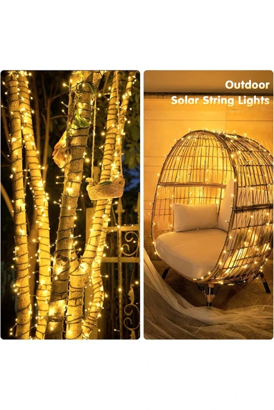 LightHome 300 Led Solar Enerjili Peri Led Işık Güneş Enerjili Balkon Bahçe Parti Yılbaşı Dekor Işığı - Resim 3