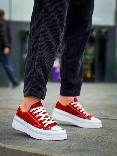 KB-CX-3 Kuback Kısa Bordo Keten Beyaz Yüksek Taban Spor Ayakkabı - 2