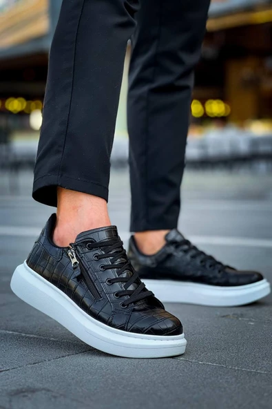 KB-309  Kuback  Siyah Fermuar Ve Bağcıklı  Günlük Erkek  Ayakkabı - Resim 3