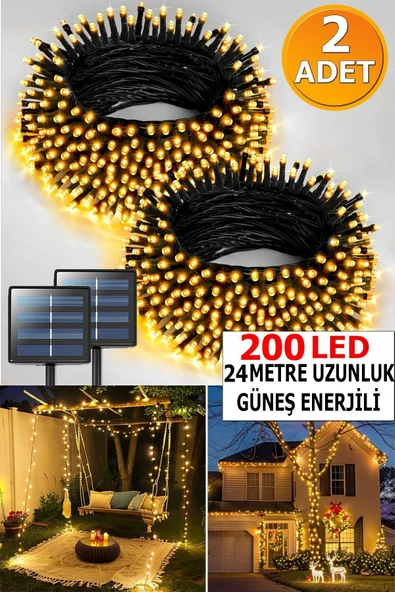 LightHome 200 Led Solar Enerjili Peri Led Işık Güneş Enerjili Balkon Bahçe Parti Yılbaşı Dekor Işığı ürün görseli