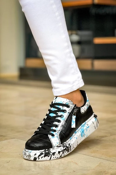 KB-02  Kuback Bağcıklı Crocodile Siyah Mavi Günlük Erkek Ayakkabı - Resim 2