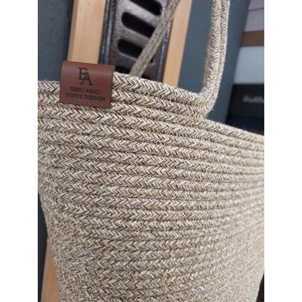 Doğal Hasır Jüt El Örmesi Günlük Kullanım ve Plaj İçin Uygun Bayan Çanta-Bej Kırçıllı - 2