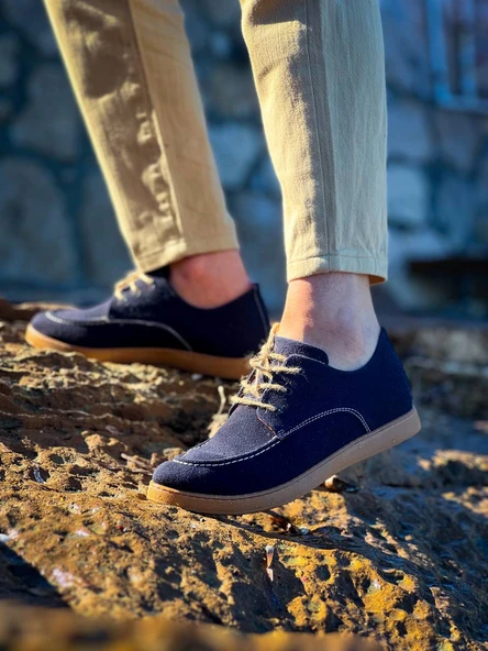 KB-X5 Kuback Lacivert  Süet Bağcıklı  Günlük Erkek Ayakkabı - Resim 4