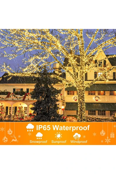 LightHome 300 Led Solar Enerjili Peri Led Işık Güneş Enerjili Balkon Bahçe Parti Yılbaşı Dekor Işığı - Resim 6