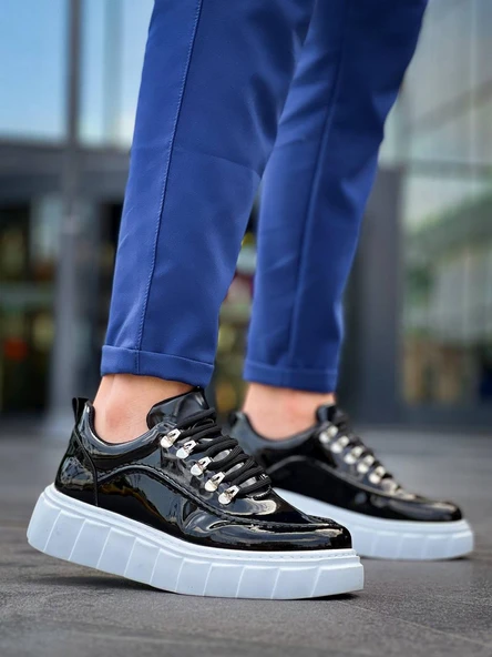 KB-X10 Kuback Siyah Rugan Beyaz Yüksek Taban Günlük Spor Ayakkabı - Resim 3