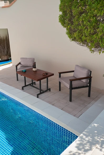 NEOKAS Bahce Mobilyası, Modern Balkon Mobilyası, Kafe Oturma Takımı, Teras Koltugu, 1+1+M - Resim 2