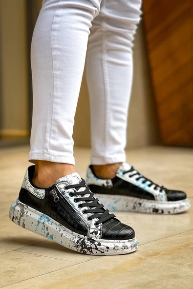 KB-02  Kuback Bağcıklı Crocodile Siyah Mavi Günlük Erkek Ayakkabı - Resim 3