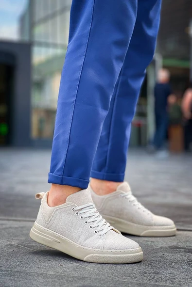 KB-X204 Kuback Bej Keten Bej Yüksek Taban Günlük Erkek Spor Ayakkabı - Resim 3