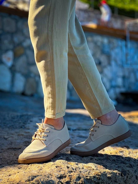 KB-X5 Kuback Bej  Süet Bağcıklı  Günlük Erkek Ayakkabı - Resim 3