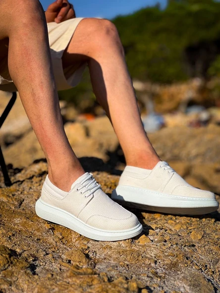 KB-042  Kuback Bağcıklı Beyaz Günlük Erkek Ayakkabı - Resim 2