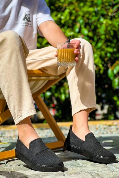 KB-114  Kuback Siyah Triko Siyah  Yüksek Taban Bağcıksız Günlük Erkek Ayakkabı ürün görseli