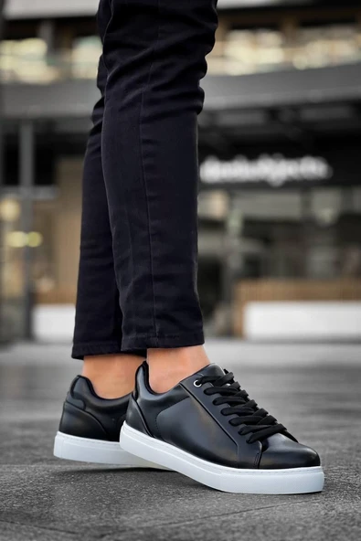 KB-BX1  Kuback Siyah Cilt Yüksek Beyaz Taban Günlük Erkek Ayakkabı - Resim 2