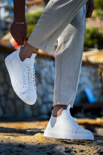 KB-112   Kuback Beyaz Triko Bağcıklı  Günlük Erkek  Ayakkabı - 2