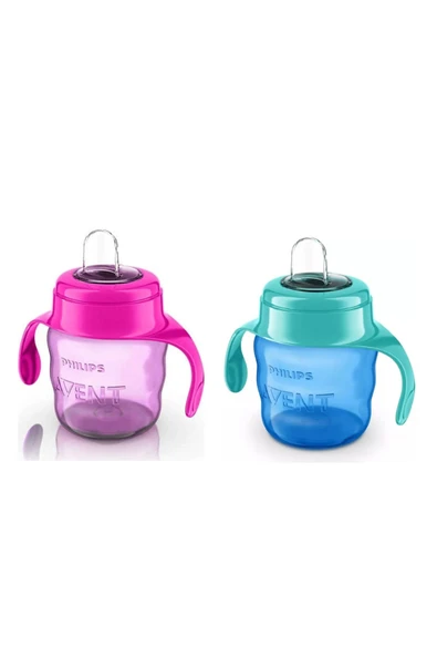 Philips Avent Eğitici Damlatmaz Bardak Suluk Mavi 200 Ml +  Pembe 200 ml