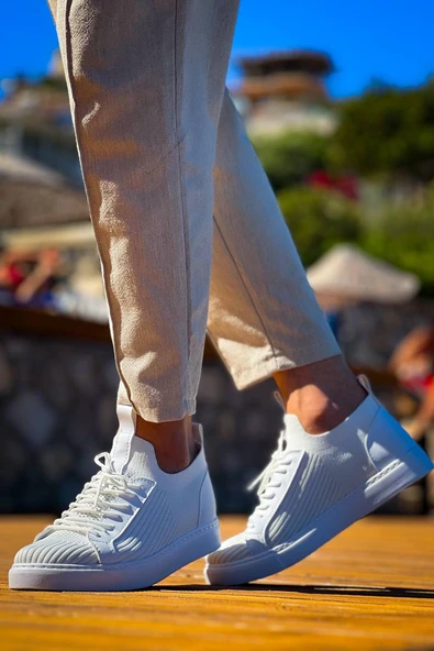 KB-112   Kuback Beyaz Triko Bağcıklı  Günlük Erkek  Ayakkabı - 3