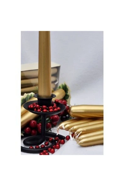 KÖKTEKİN SHOP 4 Lü Şamdan Mum Gold - Resim 2