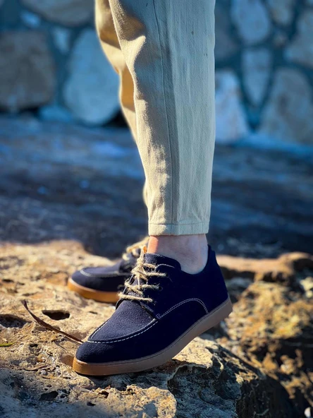 KB-X5 Kuback Lacivert  Süet Bağcıklı  Günlük Erkek Ayakkabı - Resim 2