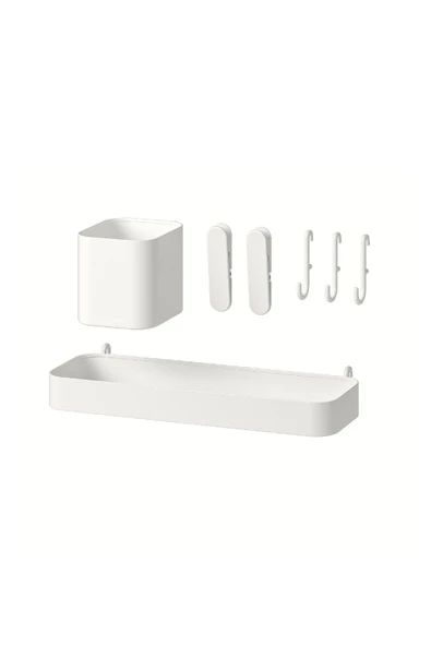 IKEA Skadis 7'li pano aksesuarları, çelik raf, kutu ataş ve kanca - Resim 7