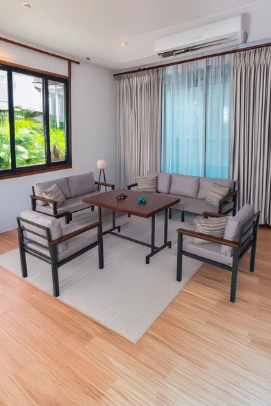 NEOKAS Bahce Mobilyası, Modern Balkon Mobilyası, Kafe Oturma Takımı, Teras Koltugu, 1+1+2+3+M ürün görseli