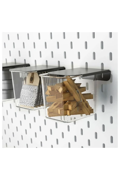 IKEA Skadıs 3lü Siyah kapaklı Set Çok Amaçlı Pano Parçası Kapaklı Şeffaf Kutu 7x8x8.5 cm - 5