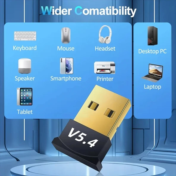 USB Bluetooth Dongle Pc Laptop Kablosuz Bluetooth 5.4 Adaptör V5.4 Bluetooth Aparatı - 7