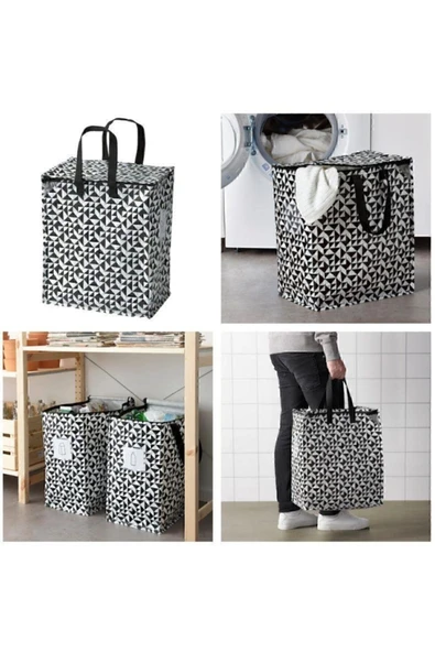 IKEA Giysi Malzeme Yemek Taşıma Çantası Desenli Siyah 47 Lt - 2