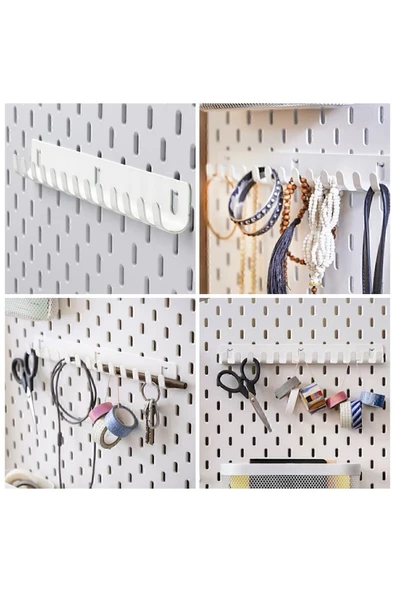 IKEA Skadıs 28 Cm 13 Kancalı Çok Amaçlı Çelik Pano Parçası Beyaz - Resim 2
