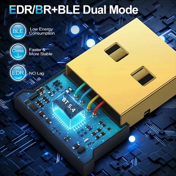 USB Bluetooth Dongle Pc Laptop Kablosuz Bluetooth 5.4 Adaptör V5.4 Bluetooth Aparatı - 6