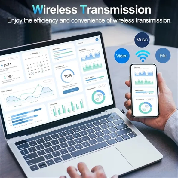 USB Bluetooth Dongle Pc Laptop Kablosuz Bluetooth 5.4 Adaptör V5.4 Bluetooth Aparatı - 5