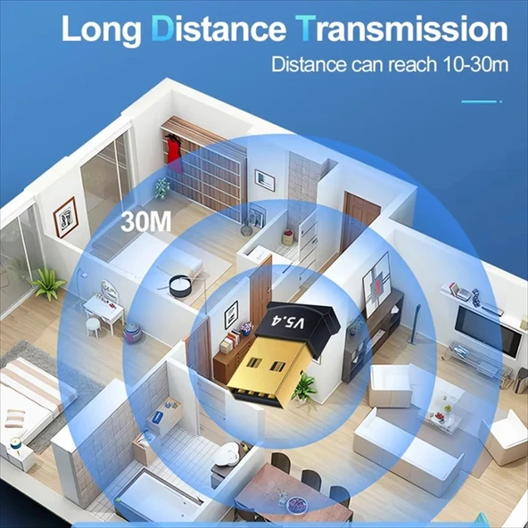 USB Bluetooth Dongle Pc Laptop Kablosuz Bluetooth 5.4 Adaptör V5.4 Bluetooth Aparatı - 3