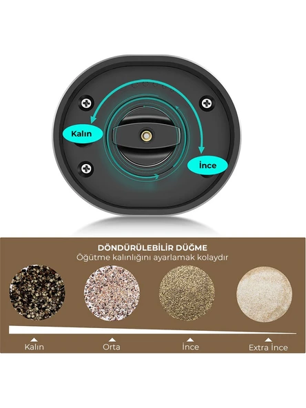 Neutron NTL-PG-22D Pilli LED Işıklı Tuz Karabiber Değirmeni Otomatik Baharat Öğütücü 2li Paket - 3