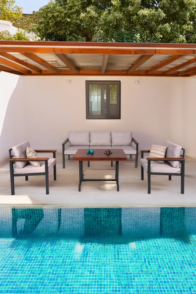 NEOKAS Bahce Mobilyası, Modern Balkon Mobilyası, Kafe Oturma Takımı, Teras Koltugu, 1+1+3+M - Resim 2