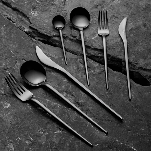 Jumbo 4400 Fallen 84 Parça 12 Kişilik Çelik Çatal Kaşık Bıçak Takımı - Resim 2