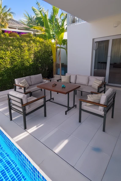 NEOKAS Bahce Mobilyası, Modern Balkon Mobilyası, Kafe Oturma Takımı, Teras Koltugu, 1+1+2+3+M - Resim 2