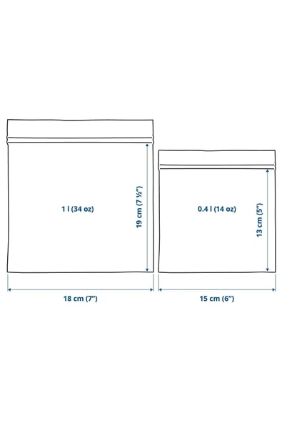 IKEA Istad Kilitlenebilir Buzdolabı Poşeti, Mavi-açık Mavi, 1 Lt Ve 0,4 Lt, 60 Adet - 6