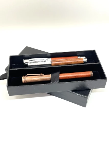 Wooden Set 3lü Krom Kalem Seti - Şık Hediye Kutulu - 2