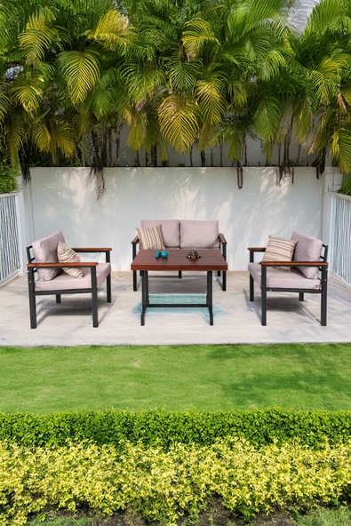 NEOKAS Bahce Mobilyası, Modern Balkon Mobilyası, Kafe Oturma Takımı, Teras Koltugu, 1+1+2+M - Resim 2