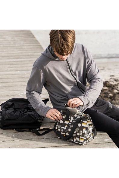 IKEA Yemek Çantası Yükseklik: 27 cm İkea Kulplu Erzak Gri Renk Beslenme Çantası Polipropilen Çanta - 4