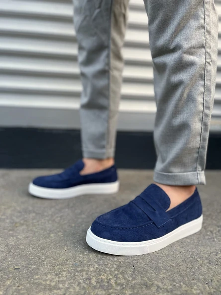JY180 Estilo X Bağcıksız Süet Erkek Günlük Spor Klasik Ayakkabı SBT - Lacivert - 2