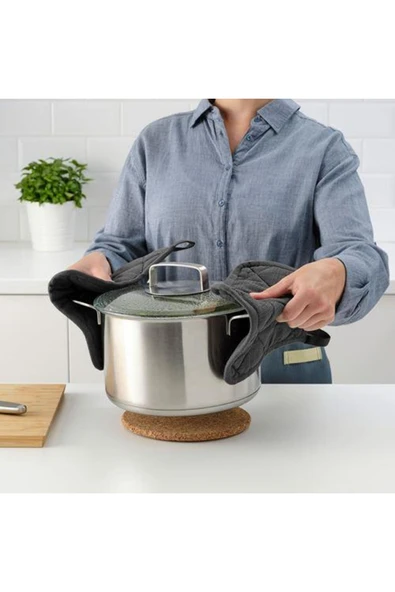 IKEA Fırın Tutacak 2 Adet Gri Renk 21x21 Cm 2 Adet Keçeli Polyester - Resim 2