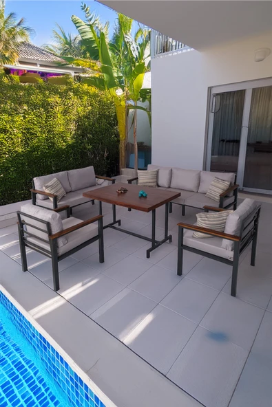 NEOKAS Bahce Mobilyası, Modern Balkon Mobilyası, Kafe Oturma Takımı, Teras Koltugu, 1+1+2+3+M - Resim 2