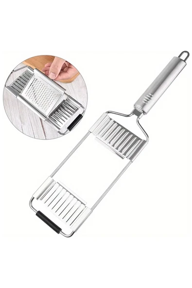 3 Başlıklı Paslanmaz Sebze Dilimleyici – Ergonomik Tutma Kolu & Kaydırmaz Taban - Resim 3