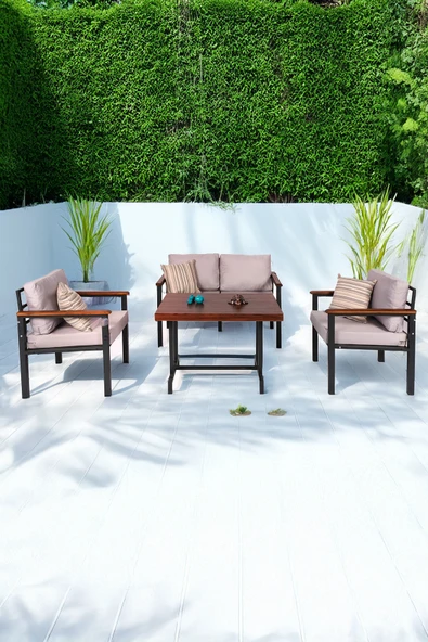 NEOKAS Bahce Mobilyası, Modern Balkon Mobilyası, Kafe Oturma Takımı, Teras Koltugu, 1+1+2+M ürün görseli