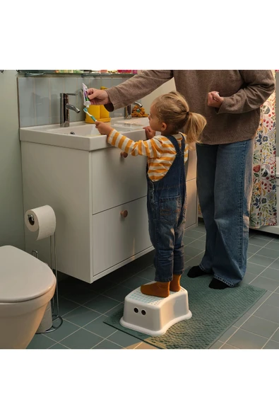 IKEA Beyaz Çocuk Banyo Basamak Beyaz-yeşil Plastik - Resim 2