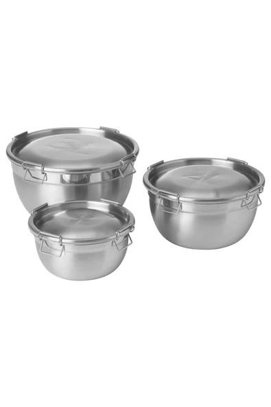 IKEA Cıklıd Çelik Saklama Kabı Seti, Paslanmaz Çelik, 3'lü Set